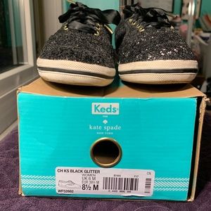 Kate Spade Black Glitter Keds (Women’s) 8.5